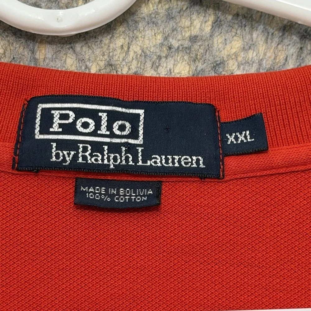 Polo Ralph Lauren Men’s XXL Red Long Sleeve Polo Shirt Navy Pony Cotton